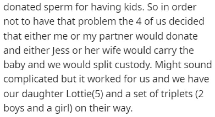 OP and Jess figured out a genius way for both of them to have kids