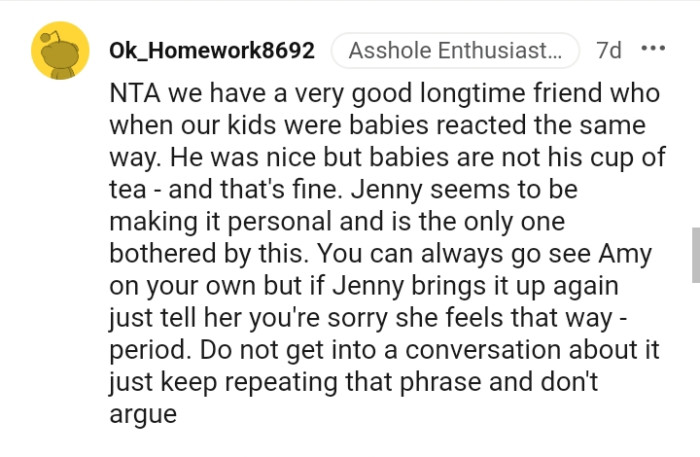 He was nice, but babies were not his cup of tea