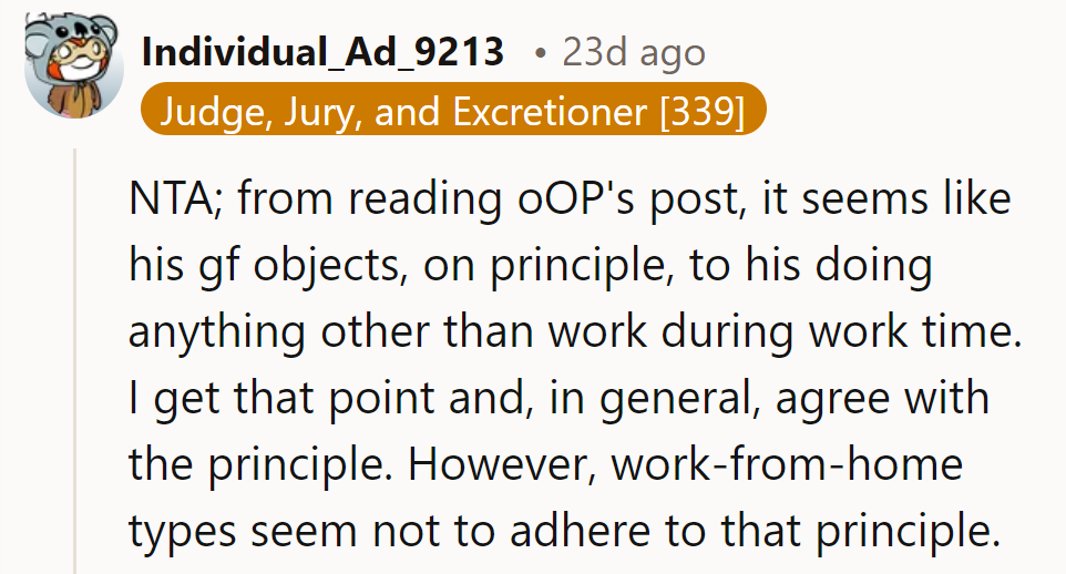 Her principle, his productivity—no harm.