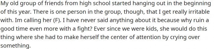 OP has a group of friends from high school that they reconnected with earlier this year.