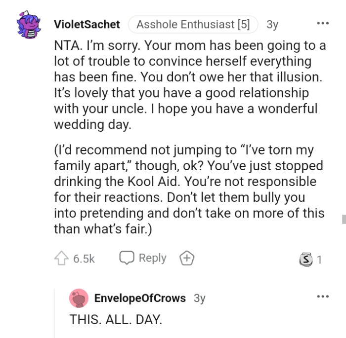 This Redditor hopes the OP has a wonderful wedding day