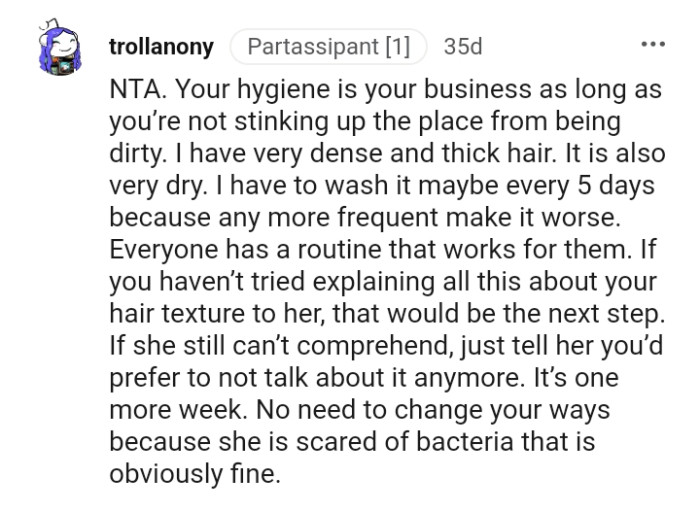 The OP should try explaining more about her hair texture to her mom