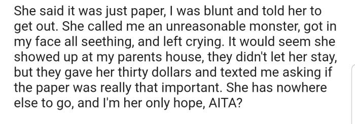 Consequently, OP sent his sister packing. Now, she has nowhere to stay, as even their parents are unwilling to house her.