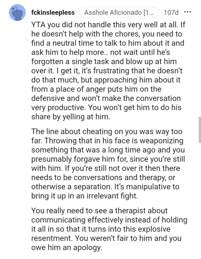 The OP won't get him to do his share by yelling at him