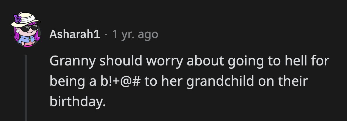 Grandma had a lot of gall casting the first stone.