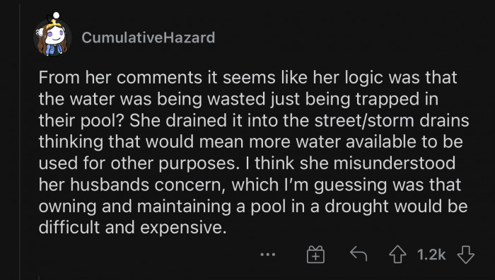 Trapped water is obviously wasteful.