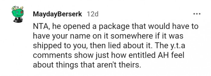 He opened a package that would have to have your name