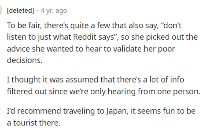 People were quite playful in the comments but ultimately advised him to do what he should do.