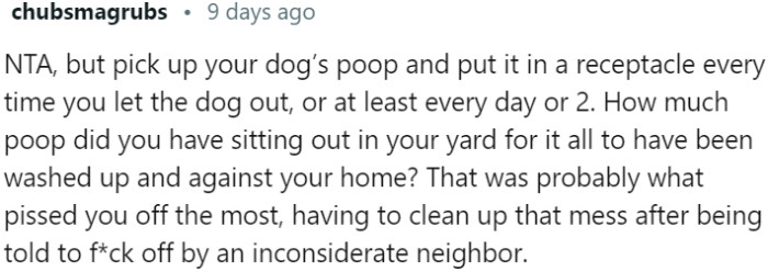 Neighbor's inconsiderate behavior and failure to clean up dog's poop adds to OP's frustration