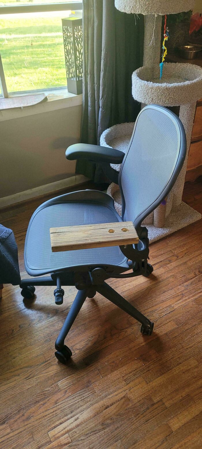 "How My Brother Repaired The Broken Armrest On His Chair"