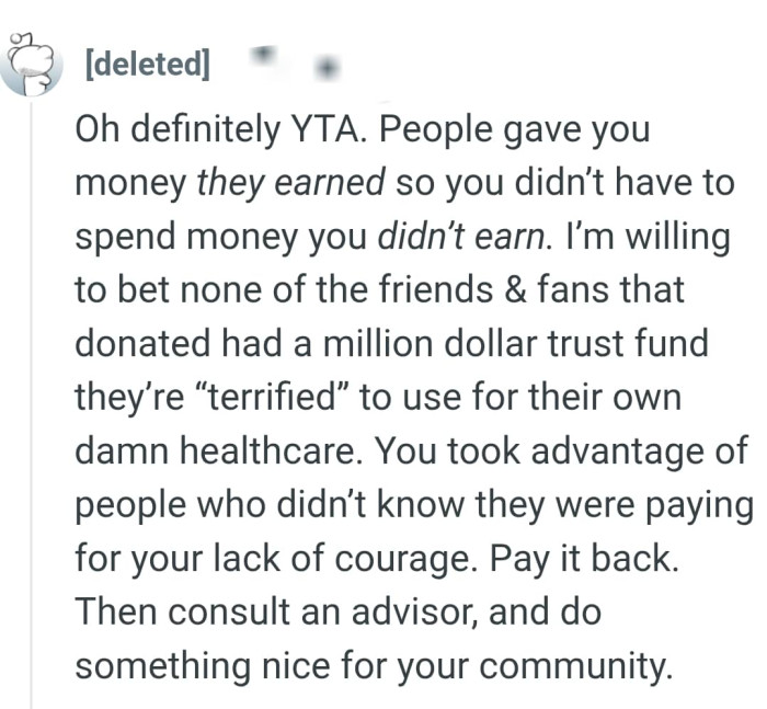 The OP should consult an advisor and do something nice for his community