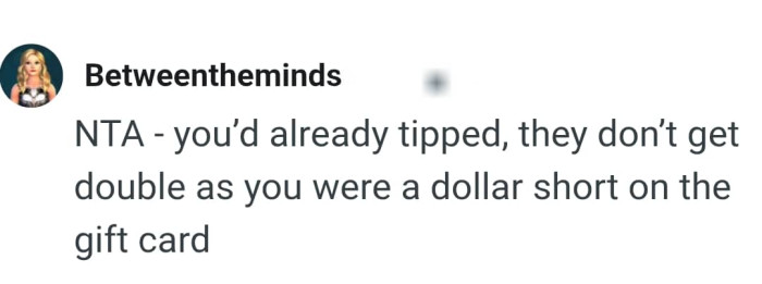 Being a dollar short on gift card