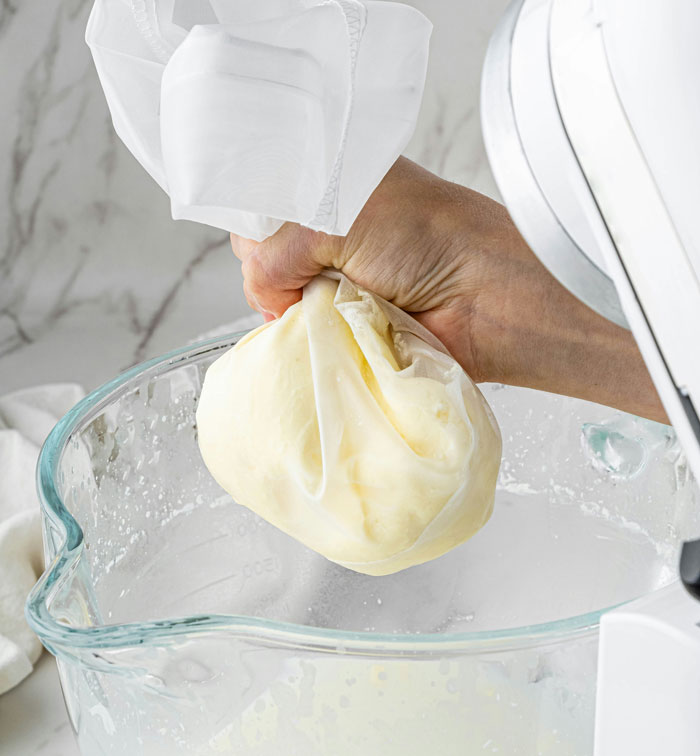 15. Making homemade butter from heavy cream in my mixer.