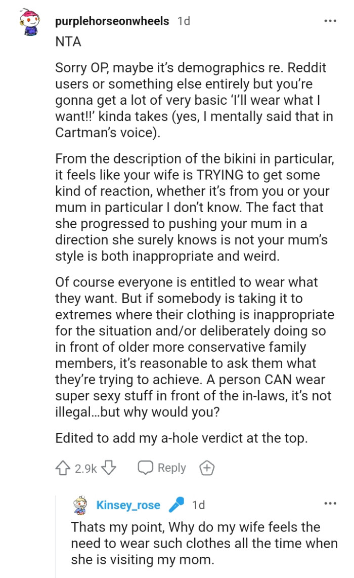 The fact that she progressed to pushing the OP's mom