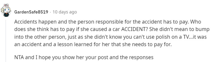 She needs to pay for