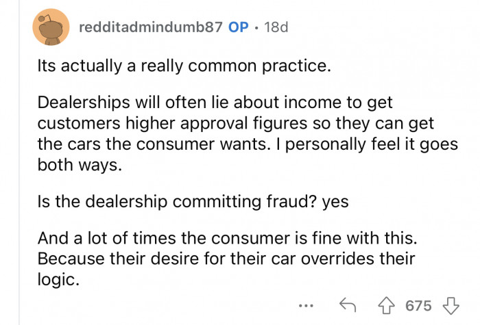 Some people let their desire for a new car override their logic.