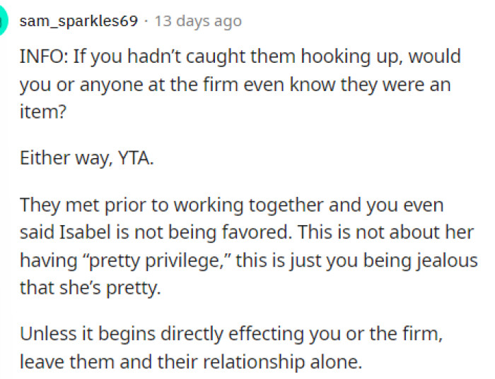 This one asked a question to OP but ultimately still gave a YTA vote.