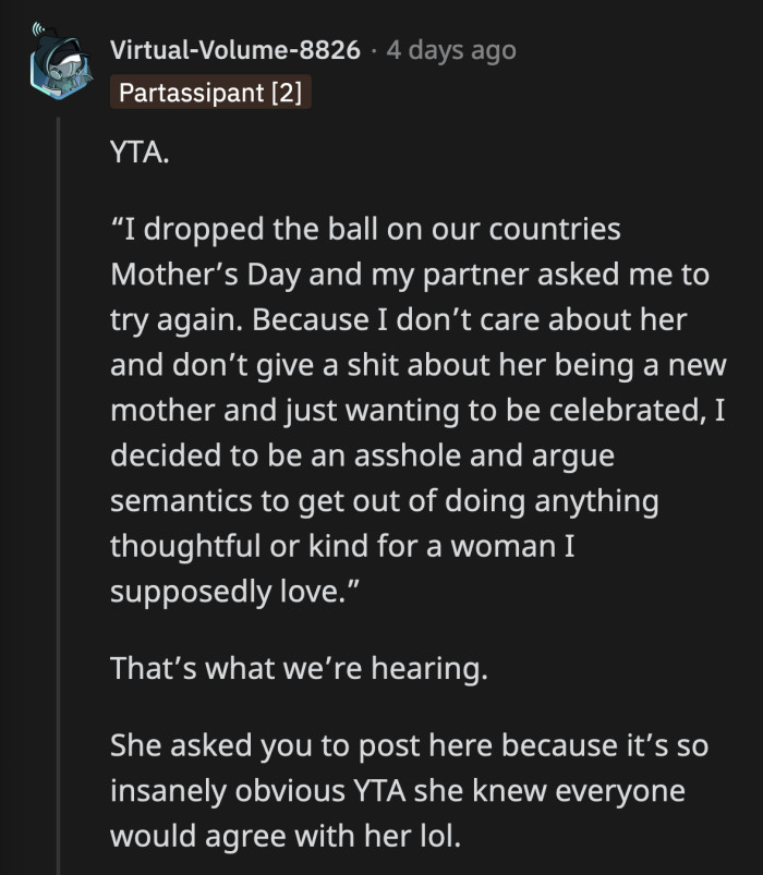 Everyone but OP is a dense and inconsiderate jerk. Please, do not do anything for her birthday.