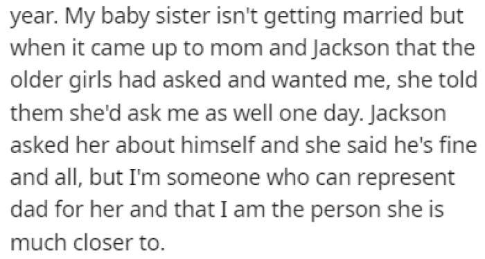 OP's Youngest Sister Said That She Would Do the Same Thing as the Other Two Sisters