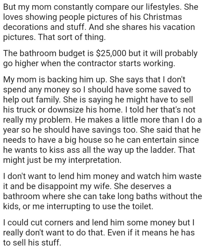 The bathroom budget is $25k, but it will probably go higher when the contractor starts working