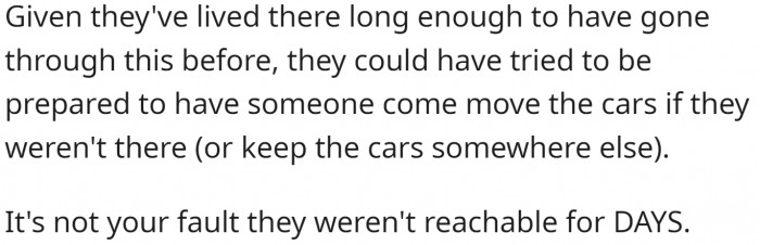 It's not OP's fault they weren't reachable for days.