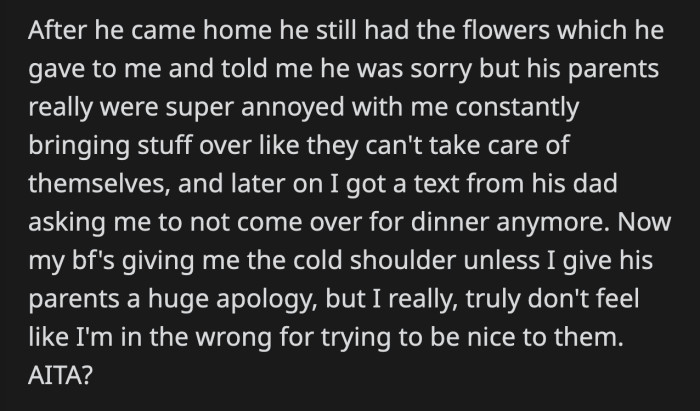 When he got home, he returned the flowers to OP.