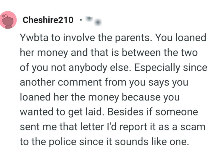 It's between the debtor and the woman