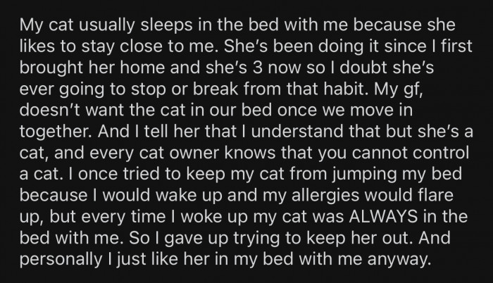 OP tried to keep their cat from getting on the bed but failed.