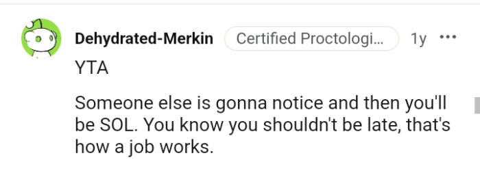 The OP knows she shouldn't be late