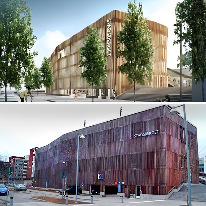 "The So-Called Stadsberget In Piteå. Although It Is A Parking Garage, The Illustration Shows A Car-Free Environment With A Lot Of Cyclists And Pedestrians"