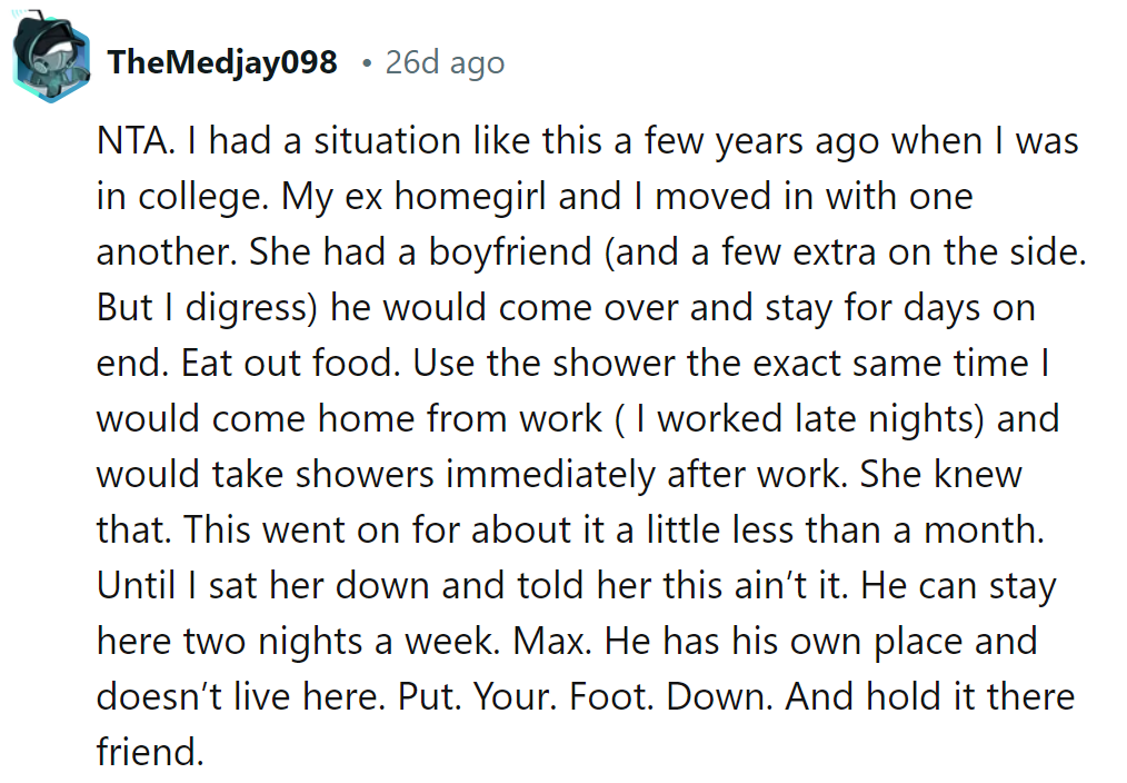 Roommate's boyfriend turned squatter? Set limits or start roommate roulette!