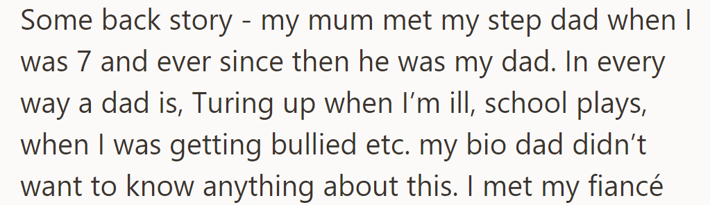 Her mother met her stepdad when she was 7; he became her dad in every way.