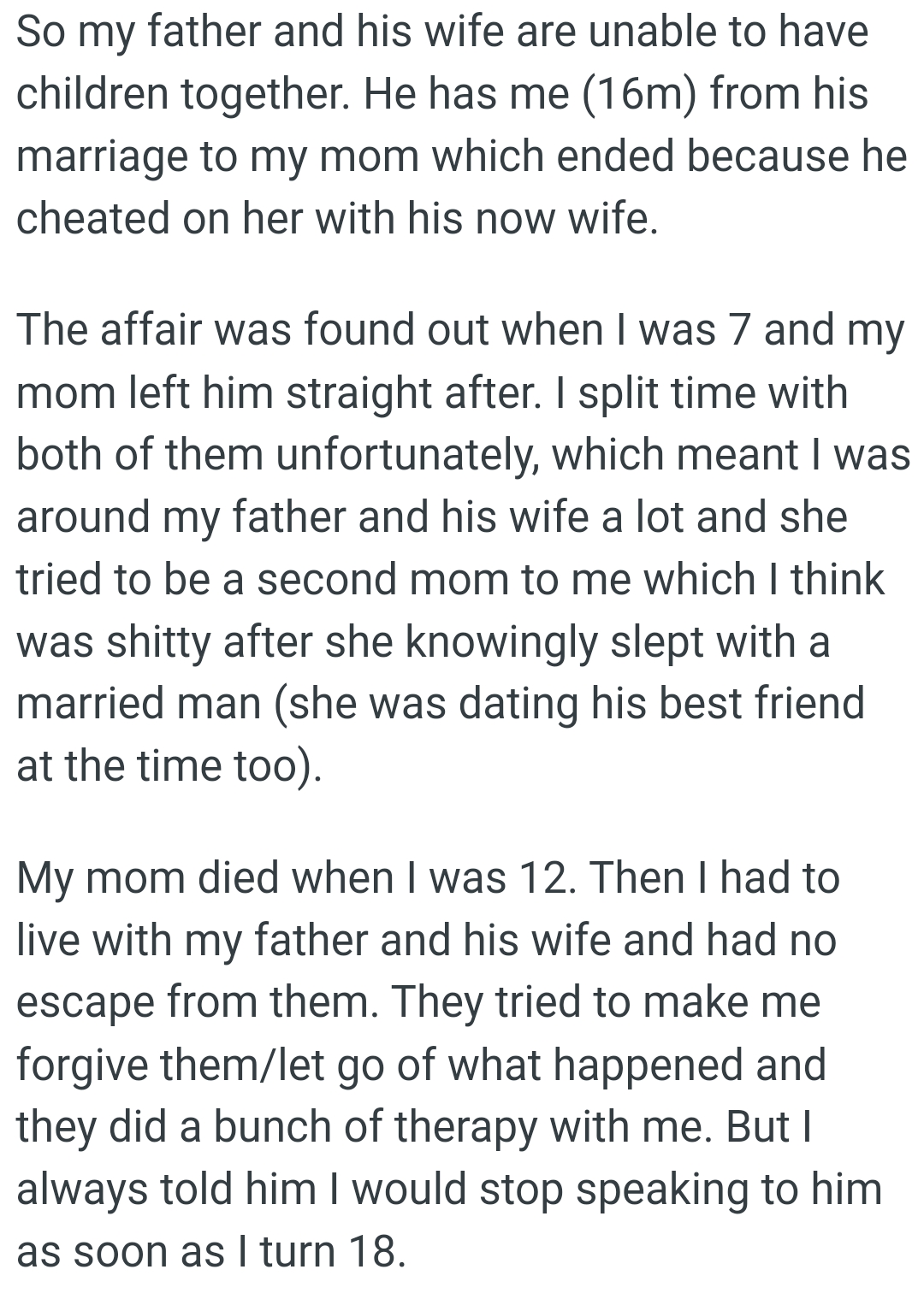 Stepmom OP which he thinks was messy