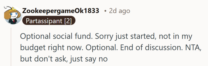 Sometimes the cleanest boundary is the easiest one. Just say no and move on.