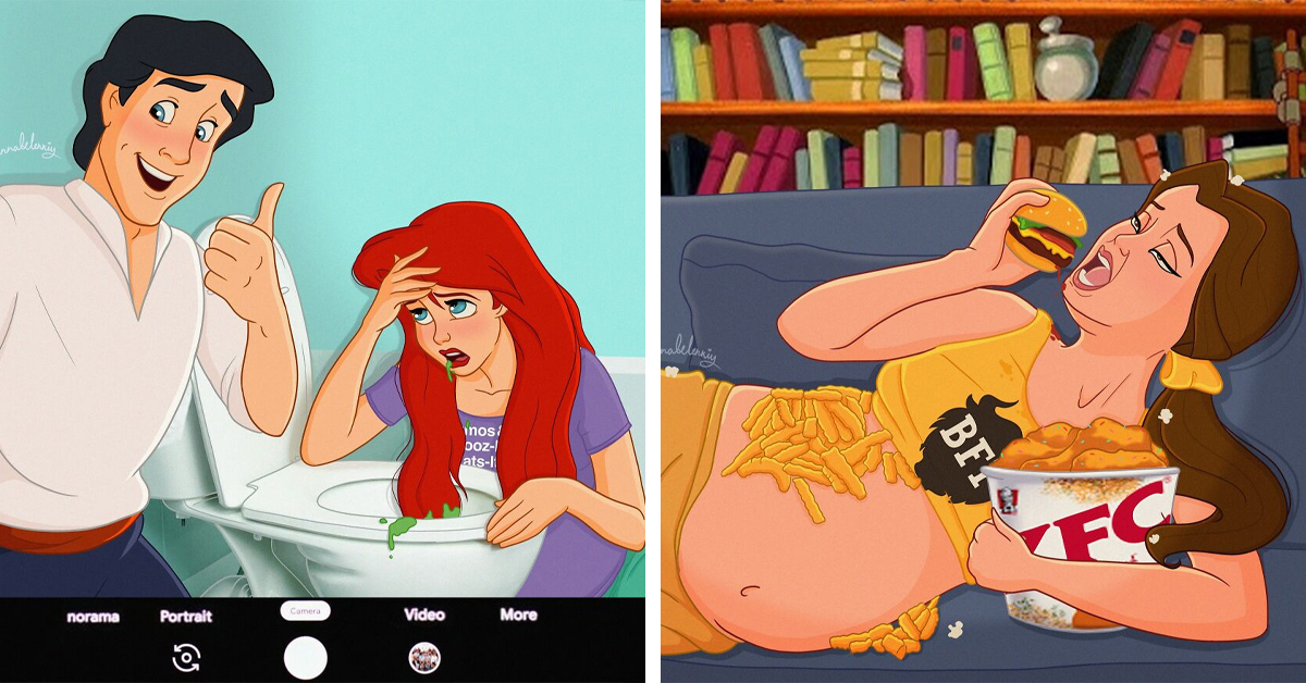Artist Chronicles Pregnancy Journey Through Disney Princess Drawings (9 Pics)