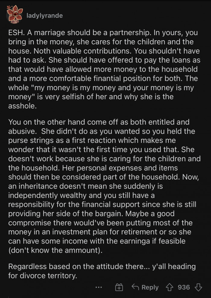 OP and his wife are heading for divorce territory.