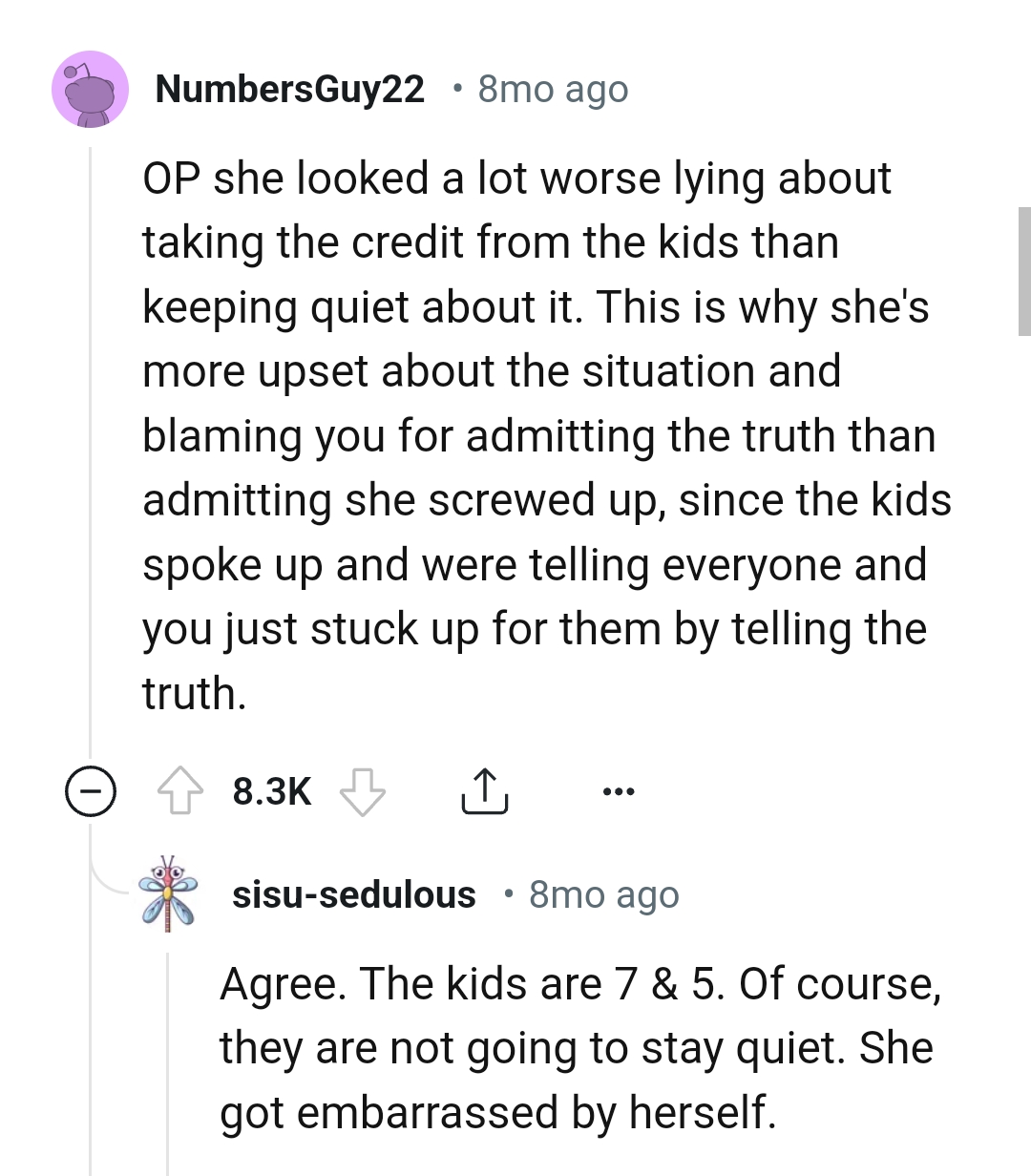 She looked a lot worse lying about the gift