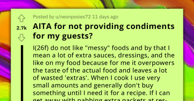 Redditor Ruins Her First Attempt At Hosting Dinner Party By Not Providing Any Condiments To Her Guests