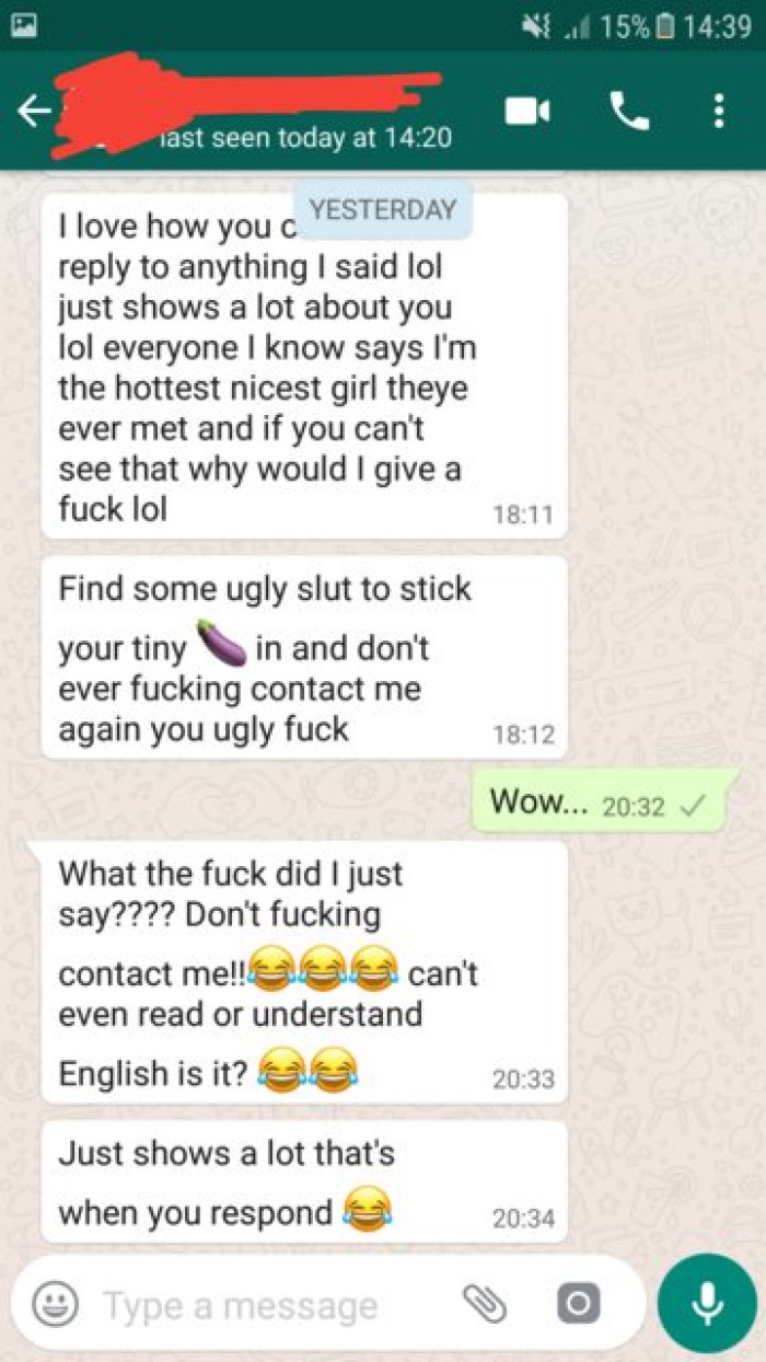 Now to the point where she told the guy never to contact her again