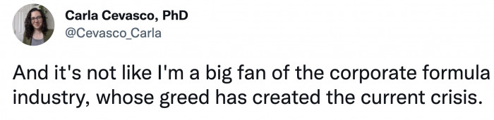 This is in no way advertising the infant formula companies that are causing the shortage.