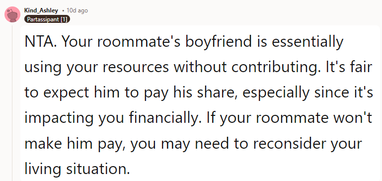 It's fair to expect him to pay his share