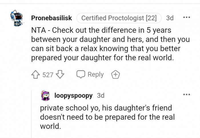 You better prepared your daughter for the real world