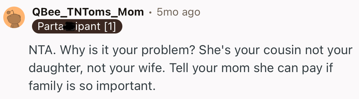 “She's your cousin, not your daughter, not your wife.”