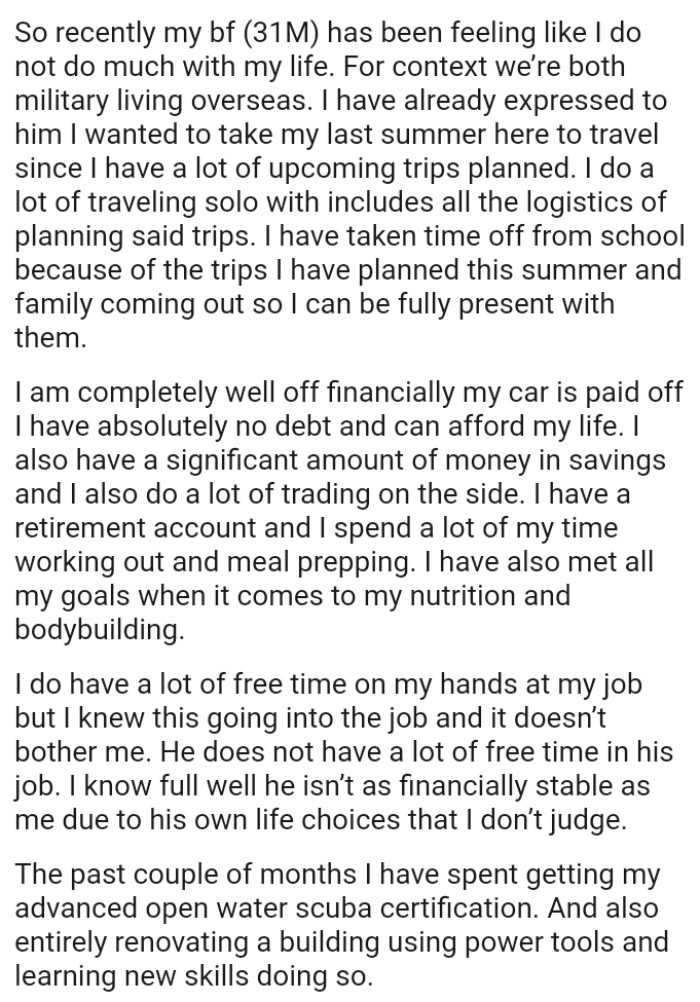 The OP Has Taken Time Off From School Because of the Trips She Has Planned This Summer