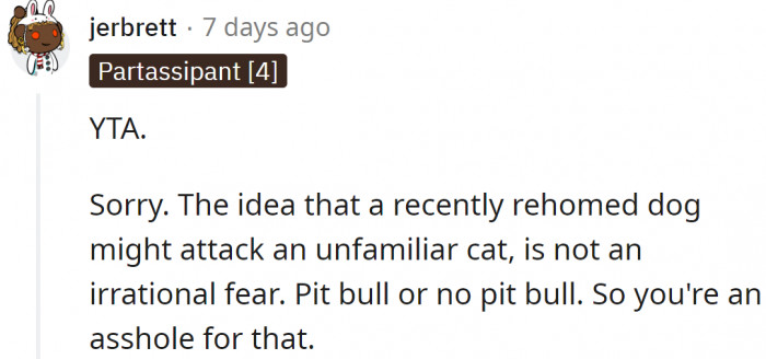 His girlfriend's fear is rational