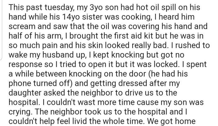 OP's 3-Year-Old Son Had an Accident in the Kitchen, but They Couldn't Reach Their Husband for Help Due to the Locked Door