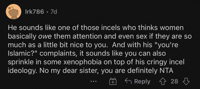 That’s obvious incel behavior.