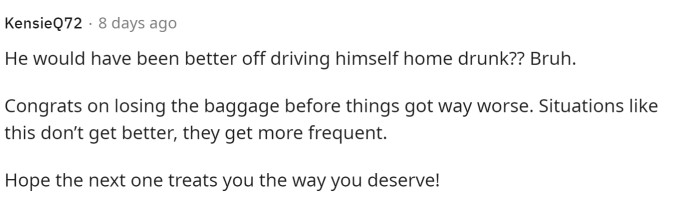 This is true as things could have definitely worsened for her if she had continued to stay with him.