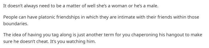 She needs to set boundaries for him but also for herself because she needs to learn to let him go a little bit and give him the opportunity to make his own choices without her breathing down his neck.