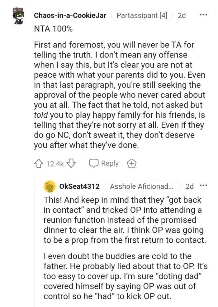 It seems the OP is still seeking the approval of the people who never cared about him at all